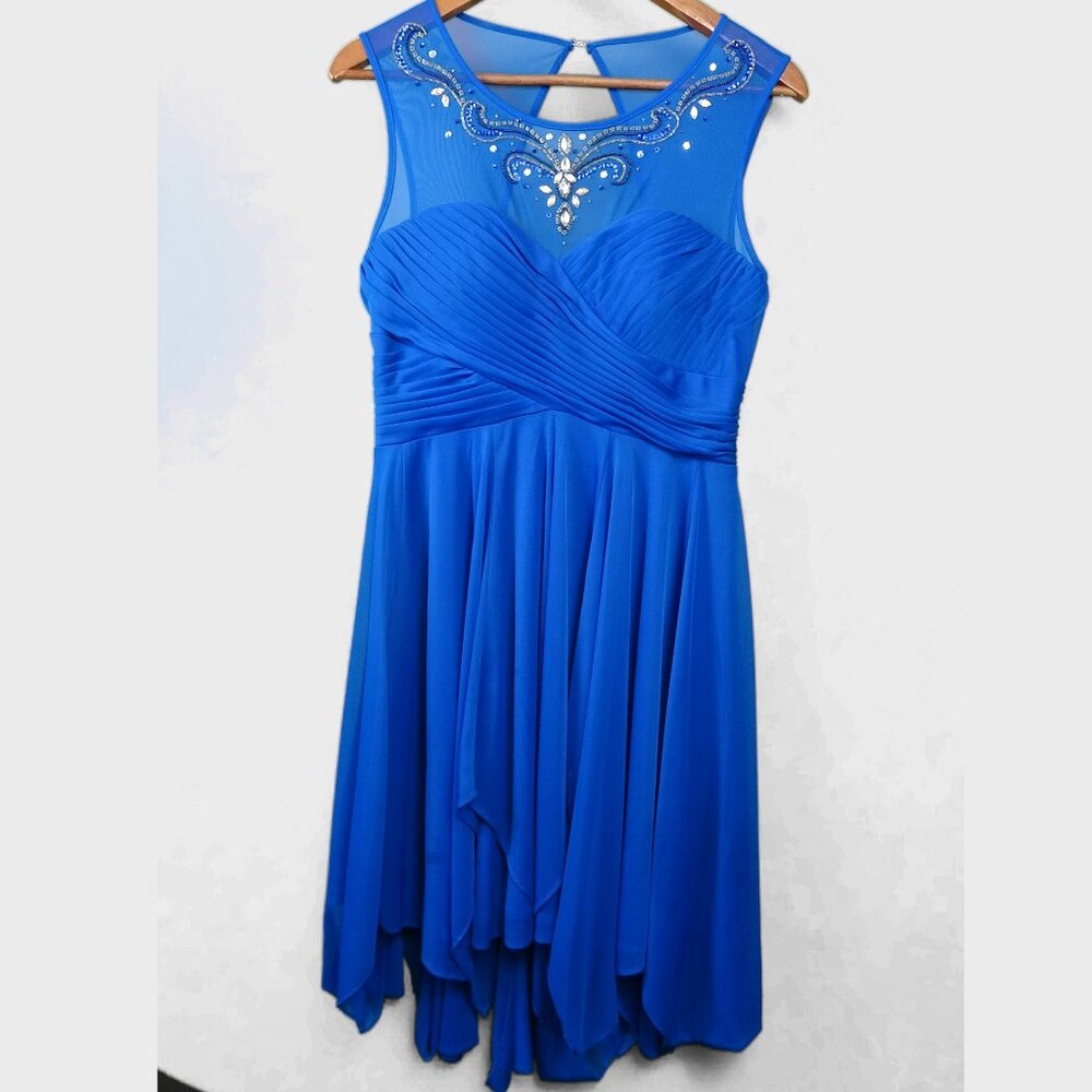Homecoming Dress Juniors 7/8 Royal Blue Formal Dress with Sequins and Beads.